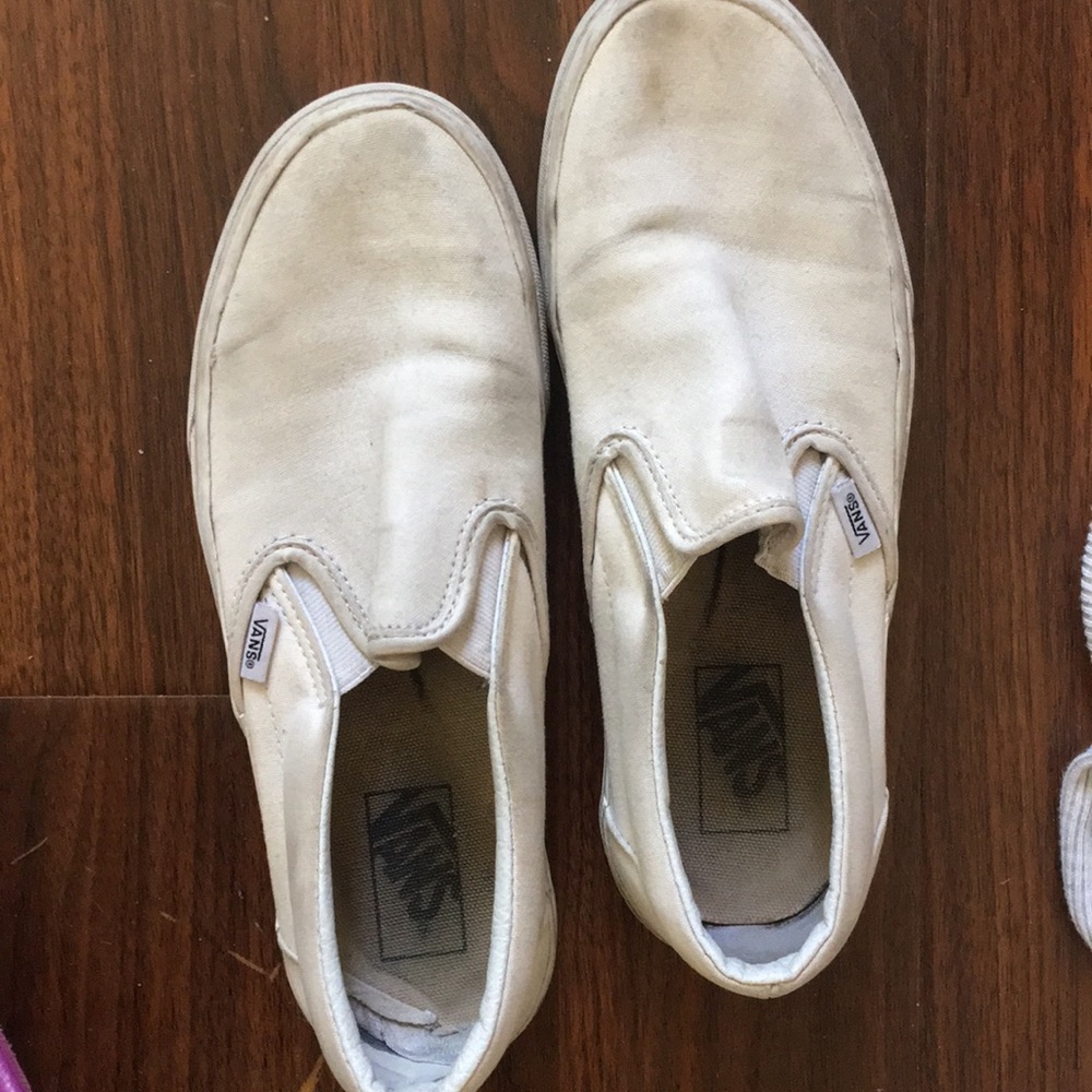 White slip on vans
